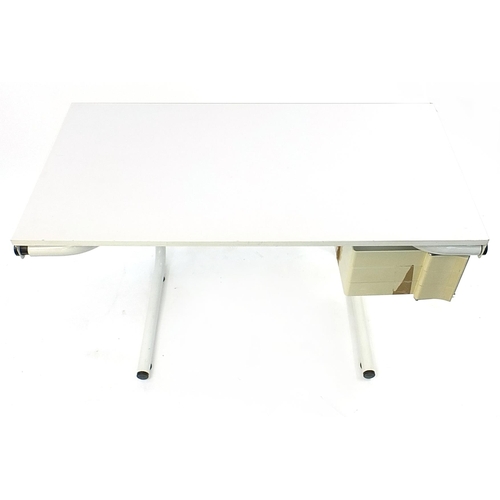 829 - Bieffeplast, vintage Italian desk with tilting top and drawers, 69cm H x 115cm W x 60cm D