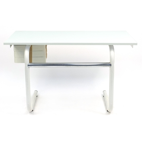 829 - Bieffeplast, vintage Italian desk with tilting top and drawers, 69cm H x 115cm W x 60cm D