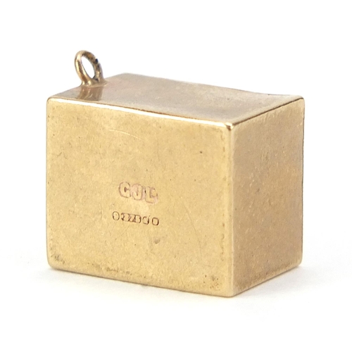 2060 - 9ct gold emergency one pound note charm, 1.4cm in length, 3.3g