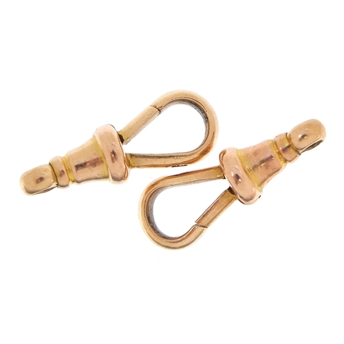 1970 - Two 9ct rose gold jewellery clasps, 2cm in length, 5.0g