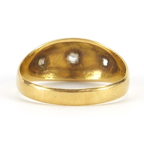 1838 - Edwardian 18ct gold diamond Gypsy ring, Chester 1906, size P, 2.8g