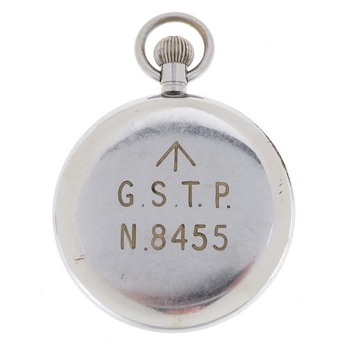 2157 - Leonidas, military interest open face pocket watch engraved G.S.T.P.N.8455, 50mm in diameter