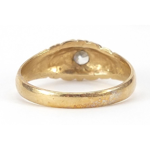 1956 - 9ct gold clear stone solitaire ring, size T, 3.2g