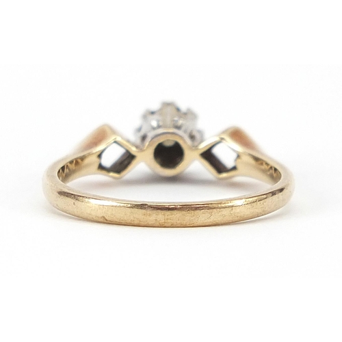 1797 - 9ct gold diamond solitaire ring, size M, 2.4g