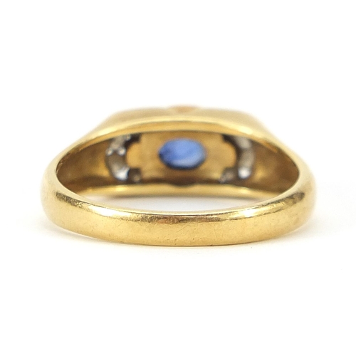 1678 - 18ct gold sapphire and diamond ring, size M, 4.5g