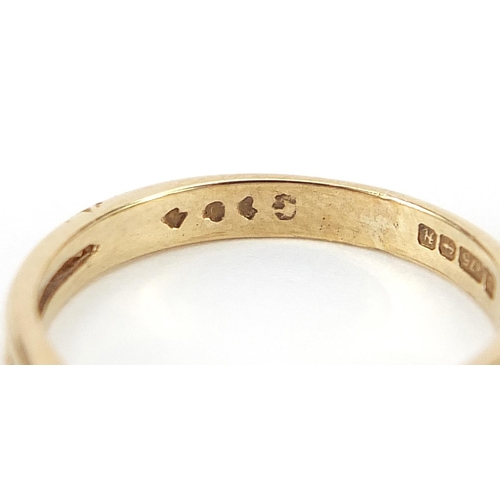 1918 - 9ct gold diamond solitaire ring, size K/L, 1.5g