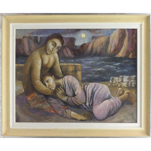 52 - Christine Nisbet - Sea of Life, oil on canvas, label verso, mounted and framed, 100cm x 74cm excludi... 