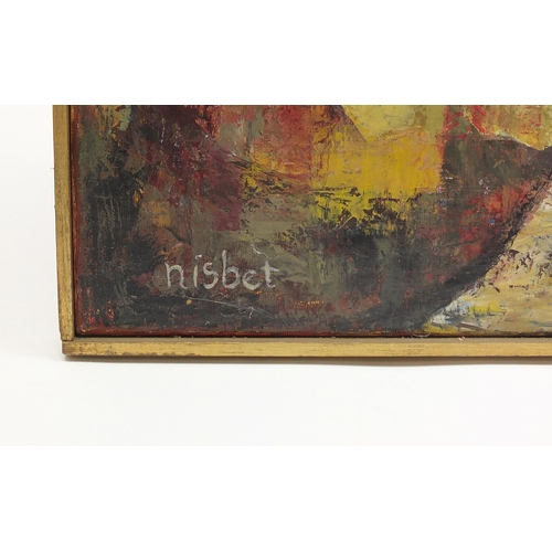 93 - Christine Nisbet - Journey, oil on canvas, label verso, framed, 102cm x 76cm excluding the frame
PRO... 