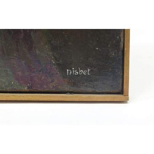 54 - Christine Nisbet - Awakening, oil on canvas, label verso, framed, 102cm x 76cm excluding the frame
P... 