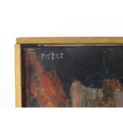 51 - Christine Nisbet - Respite, oil on canvas, label verso,  framed, 101cm x 76cm excluding the frame
PR... 