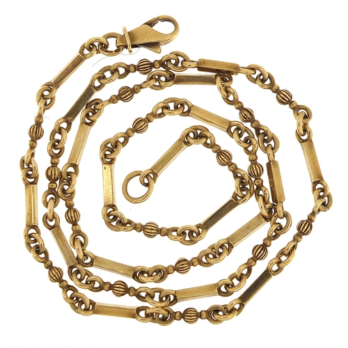 16 - 9ct gold fancy link necklace, 62cm in length, 29.6g - this lot is sold without buyer’s premium, the ... 