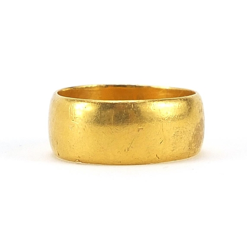21 - Edwardian 22ct gold wedding band, Birmingham 1909, size I, 5.9g - this lot is sold without buyer’s p... 