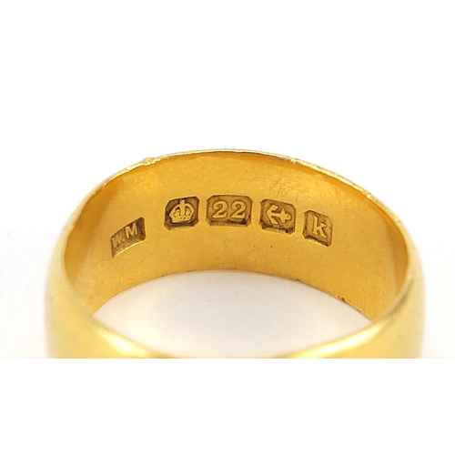 21 - Edwardian 22ct gold wedding band, Birmingham 1909, size I, 5.9g - this lot is sold without buyer’s p... 