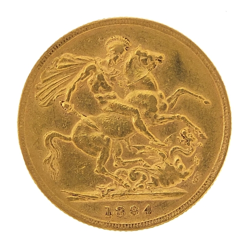39 - Queen Victoria Young Head 1884 gold sovereign - this lot is sold without buyer’s premium, the hammer... 