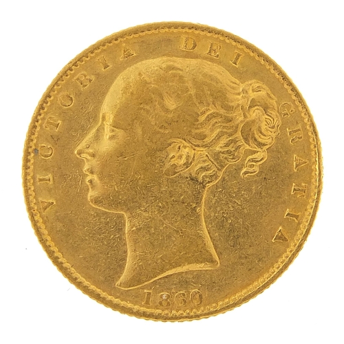 41 - Queen Victoria Young Head 1860 shield back gold sovereign - this lot is sold without buyer’s premium... 