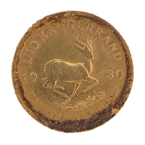 88 - South African 1980 gold 1/10th krugerrand - this lot is sold without buyer’s premium, the hammer pri... 