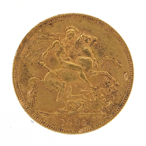 89 - Queen Victoria Jubilee Head 1891 gold sovereign, Melbourne mint - this lot is sold without buyer’s p... 