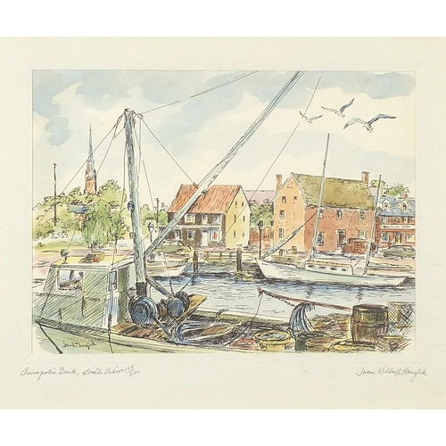 1401 - Joan Kilduff Hanzlik - Annapolis Dock, Southview and one other, pair of pencil signed prints in colo... 