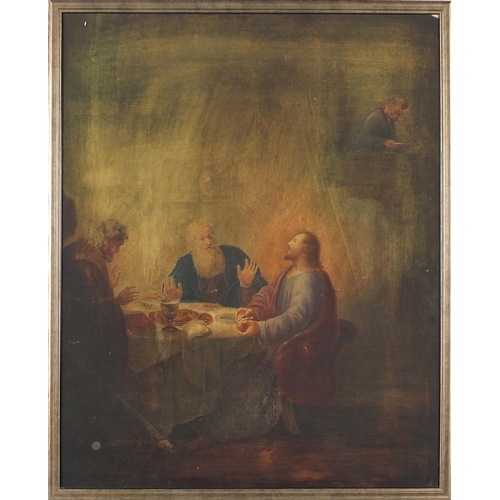 114 - After Rembrandt Van Rijn - The Supper at Emmaus, 19th century Dutch school watercolour, framed and g... 