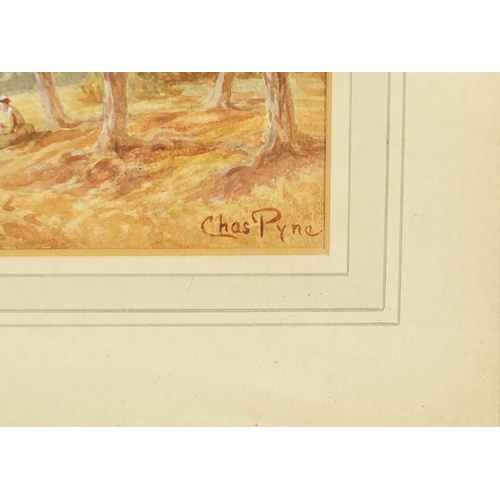 983 - Charles Pyne - Redhill Common, 19th century signed watercolour, mounted, framed and glazed, 22.5cm x... 