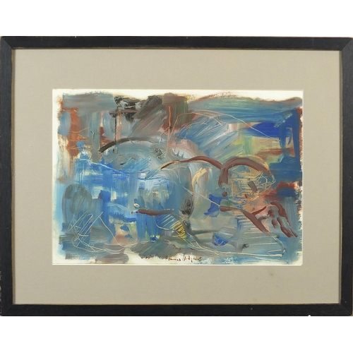 323 - After Frances Hodgkins - Abstract composition, mixed media, mounted, framed and glazed, 36cm x 25cm ... 