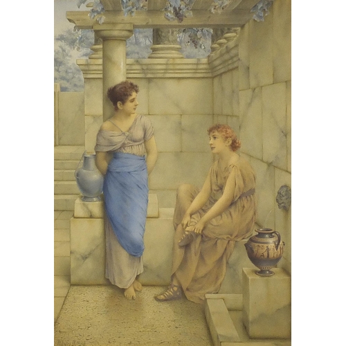 72 - William Anstey Dolland - Two Grecian females before a marble terrace, late 19th/early 20th century P... 