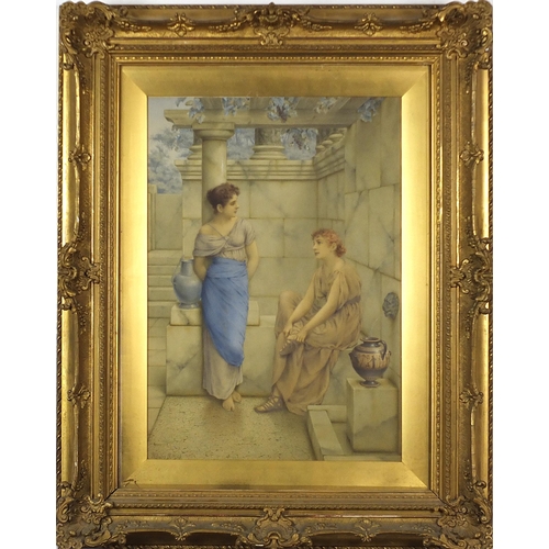 72 - William Anstey Dolland - Two Grecian females before a marble terrace, late 19th/early 20th century P... 