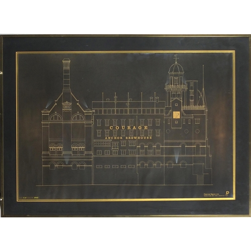 819 - Plan of Anchor Brew House, Pearce Signs Ltd, mounted, framed and glazed, 76cm x 50cm