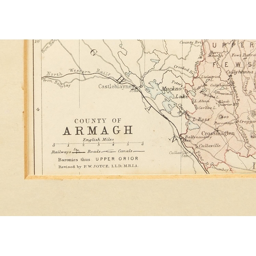 1374 - County of Armagh, map in colour, mounted, framed and glazed, 20.5cm x 16cm excluding the mount and f... 