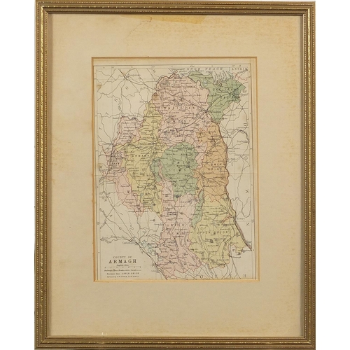 1374 - County of Armagh, map in colour, mounted, framed and glazed, 20.5cm x 16cm excluding the mount and f... 