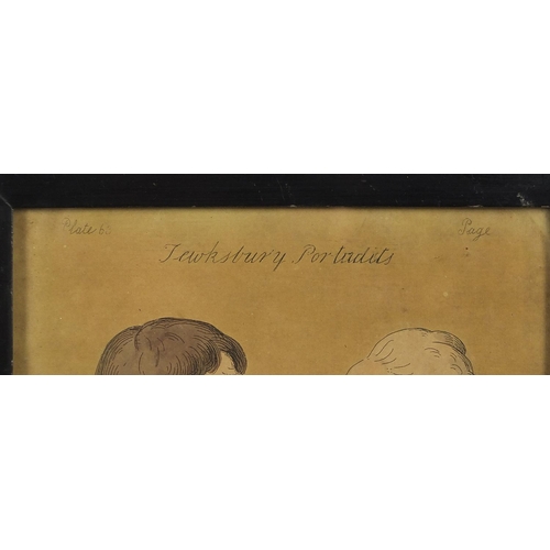 219 - After George Cruikshank - Tewksbury Portraits, late 18th century print in colour, published by Allen... 