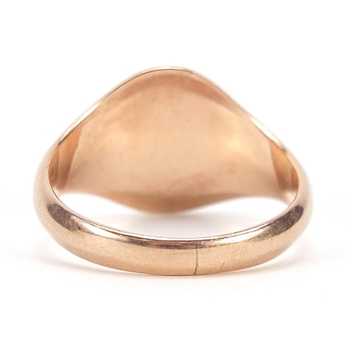 1871 - Edwardian 9ct rose gold signet ring, Birmingham 1916, size R, 4.8g