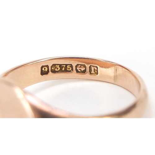 1871 - Edwardian 9ct rose gold signet ring, Birmingham 1916, size R, 4.8g