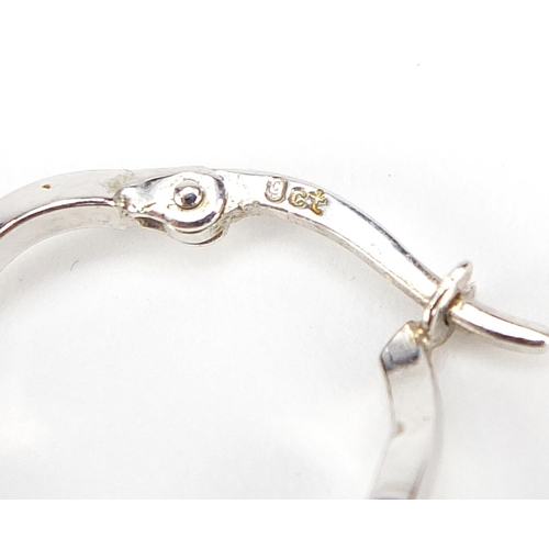 1965 - Pair of 9ct white gold hoop earrings, 1.8cm in diameter, 1.1g