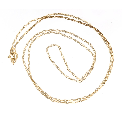 2030 - 9ct gold necklace, 48cm in length, 0.8g