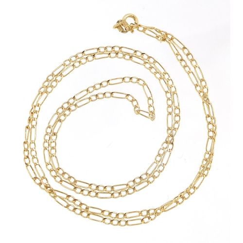 1895 - 9ct gold Figaro link necklace, 60cm in length, 1.4g