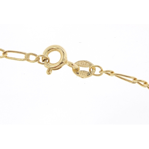 1895 - 9ct gold Figaro link necklace, 60cm in length, 1.4g