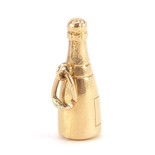 2130 - Unmarked 9ct gold wine bottle charm, 1.8cm high, 1.2g