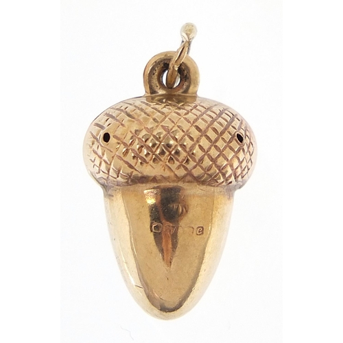 2087 - 9ct gold acorn charm, 1.7cm high, 0.8g