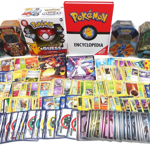 1510 - Pokemon collectables including trade cards, encyclopaedia and other trade cards