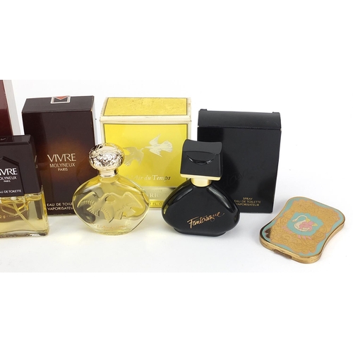 1392 - Vintage perfumes, bottles and a Helena Rubinstein enamelled compact, some new including Nina Ricci 5... 