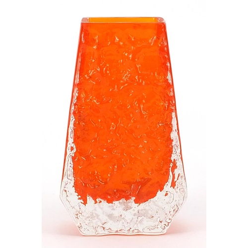 9 - Geoffrey Baxter for Whitefriars, glass coffin vase in tangerine, 13cm high
