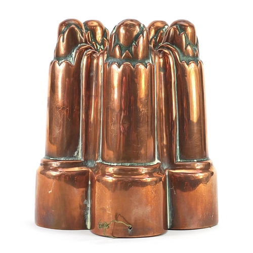 13 - Victorian copper jelly mould numbered 388, 15.5cm high