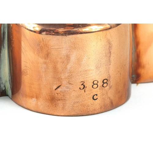 13 - Victorian copper jelly mould numbered 388, 15.5cm high