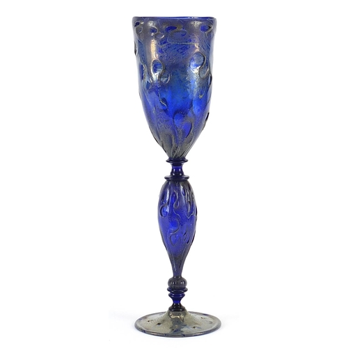 105 - Large Italian gold flecked art glass goblet, 35cm high