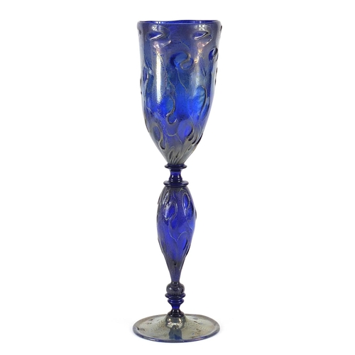 105 - Large Italian gold flecked art glass goblet, 35cm high