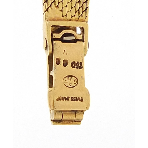 1674 - Corum, 18ct gold and diamond ladies wristwatch with 18ct gold strap, 20mm in diameter, 27.0g