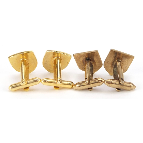 1366 - Two pairs of gold plated and enamel naval interest cufflinks