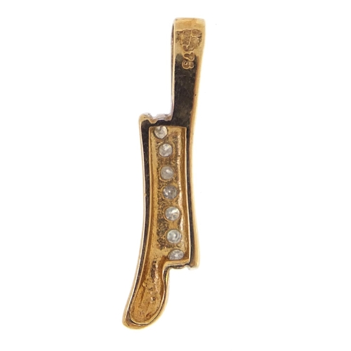 1691 - 9ct two tone gold diamond pendant, 2.1cm high, 0.9g