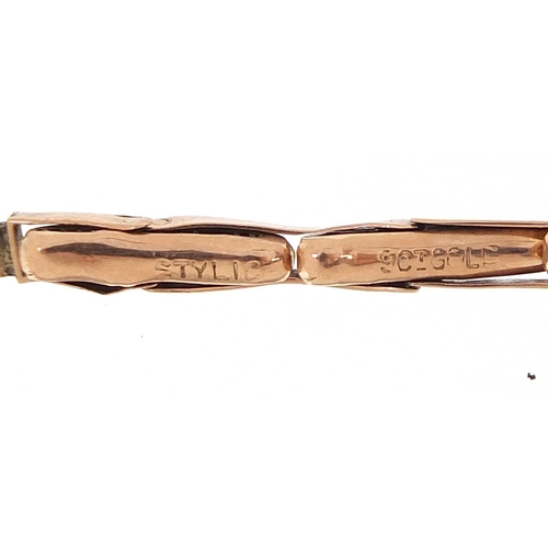 1954 - 9ct rose gold wristwatch strap, 13cm in length, 3.0g